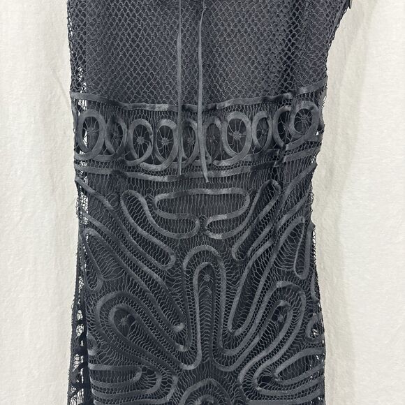 Guess Collection Black Silk Embroidered Lace Fringe Slip Dress Womens S Whimsy - Picture 5 of 14
